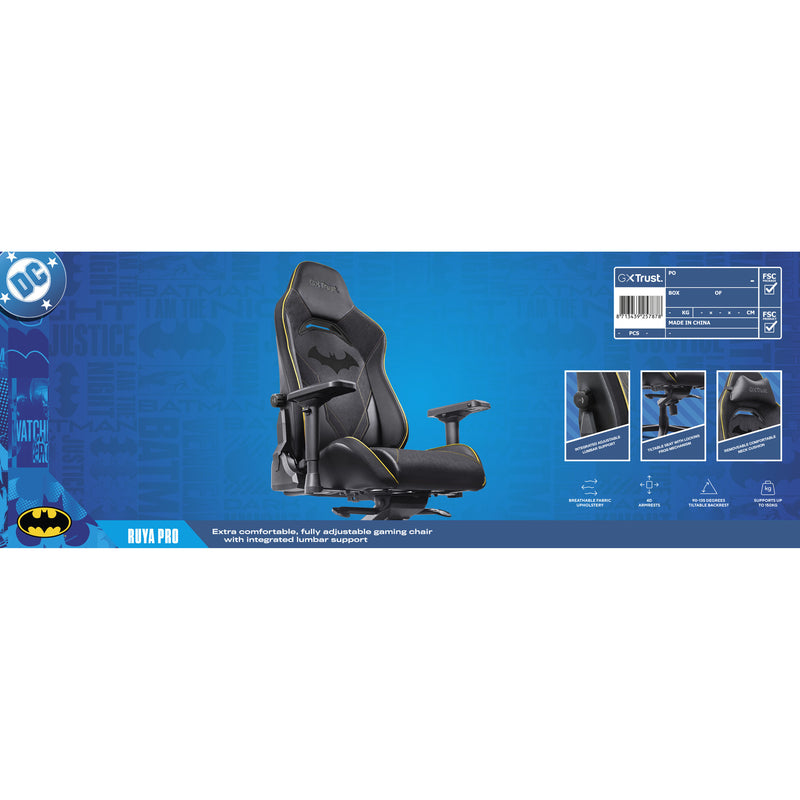 Load image into Gallery viewer, Trust gxt 721bm ruya pro batman gaming stoel (zwart geel)
