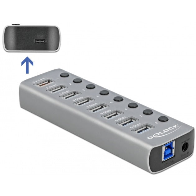 Load image into Gallery viewer, Delock usb 3.2 gen 1 hub met 7 poorten usb-hub (grijs)
