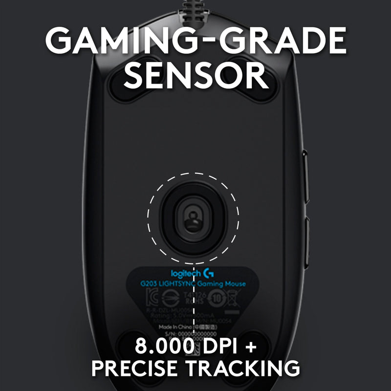 Load image into Gallery viewer, Logitech g203 lightsync gaming muis (zwart, 200 - 8000 dpi, rgb leds)
