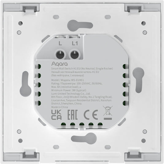 Aqara smart wall switch h1 (no neutral, single rocker) - zigbee 3.0 - enkele schakelaar - zonder nul draad