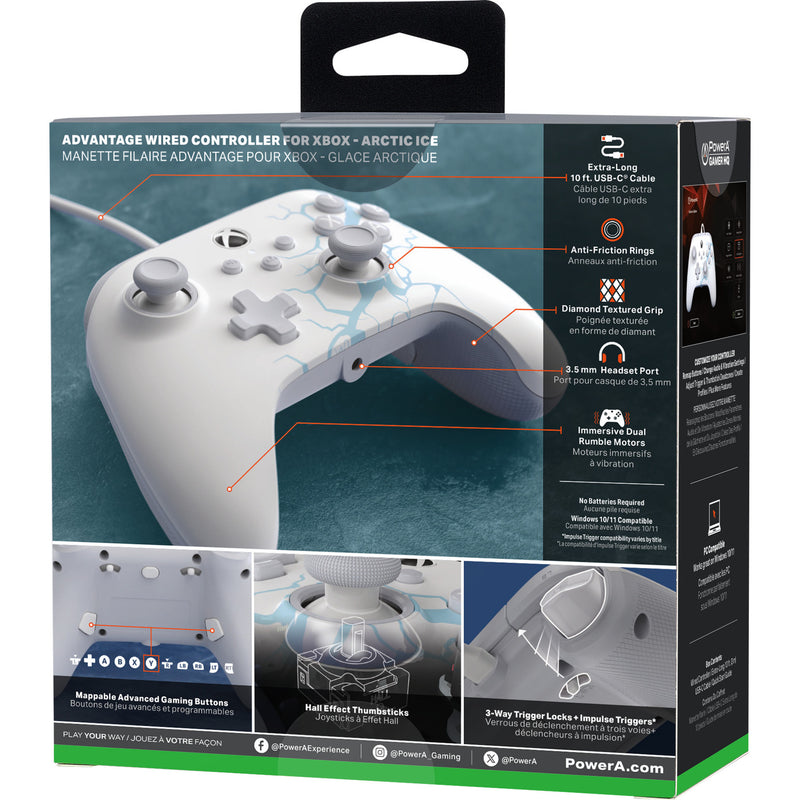 Load image into Gallery viewer, Powera advantage controller met kabel voor de xbox series x|s - poolijs (wit blauw, xbox series x|s, xbox one, pc)
