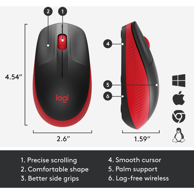 Load image into Gallery viewer, Logitech m190 full-size wireless mouse (rood, 1000 dpi)
