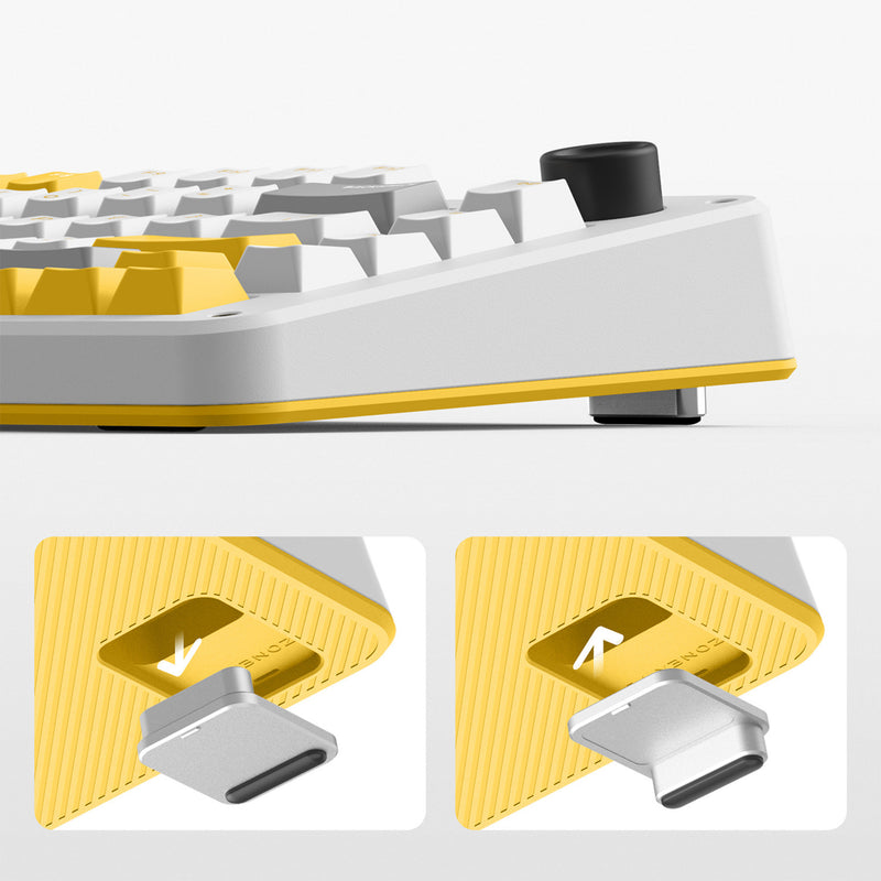 Load image into Gallery viewer, Ty iqunix zx75 gravi wave wireless mechanical keyboard (grijs, us lay-out (qwer), gateron red, 75%, rgb leds, hot-swappable, double-shot pbt, 2.4ghz | bluetooth 5.1 | usb-c)
