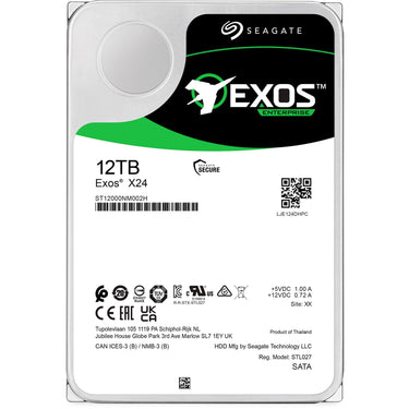 Seagate exos x24 12 tb harde schijf (st12000nm002h, sata 600, 24 7)