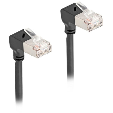 Delock rj45 network cable cat.6a s ftp slim 90° downwards downwards angled 3 m kabel (zwart)