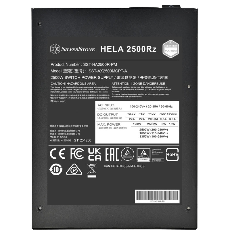 Load image into Gallery viewer, Silverstone hela 2500r 2500 watt voeding (zwart, 4x 12v-2x6, 7x pcie)

