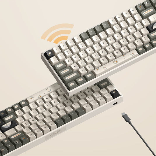 Iqunix f97 hitchhiker wireless mechanical keyboard (grijs, us lay-out (qwerty), cherry mx red, 96%, rgb leds, hot-swappable, pbt, 2.4ghz | bluetooth 5.1 | usb-c)