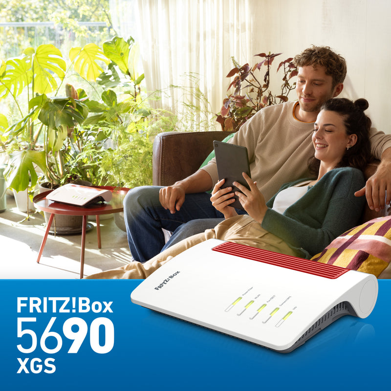 Load image into Gallery viewer, Fritz! box 5690 xgs edition international glasvezel router (wit rood, mesh wi-fi, 10 gbit s)
