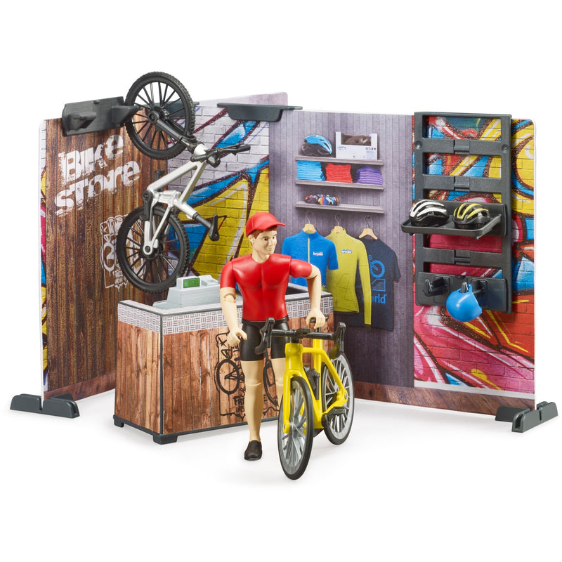 Load image into Gallery viewer, Bruder bworld fietsenwinkel speelfiguur (63120)
