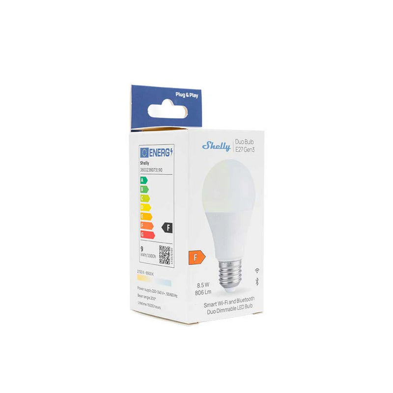 Load image into Gallery viewer, Shelly duo bulb e27 gen3 ledlamp (wit, 2700-6500k, wifi, bluetooth, dimbaar)
