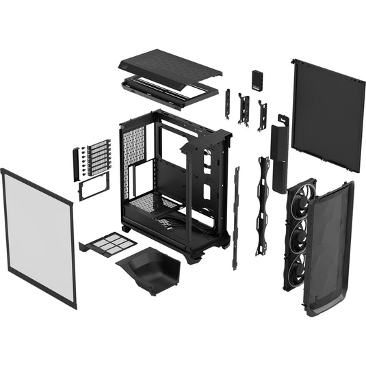 Fractal design meshify 3 ambience pro rgb midi tower behuizing (zwart | 2x usb-a | 1x usb-c | rgb | tempered glass)