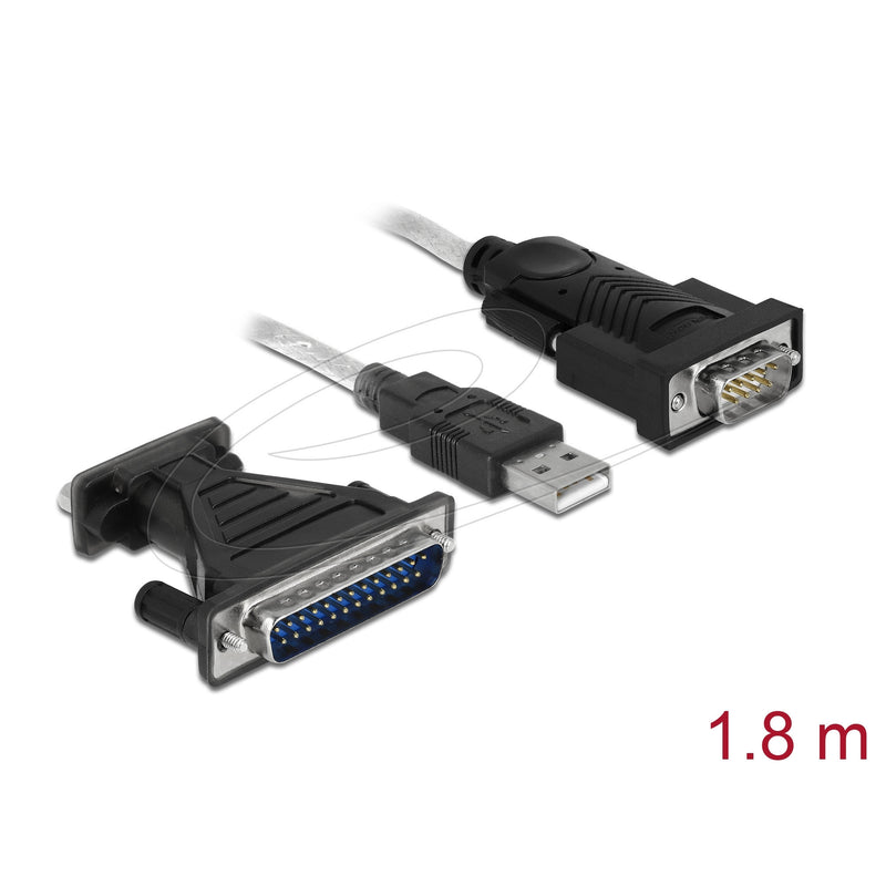 Load image into Gallery viewer, Delock adapter usb 2.0 type-a > 1 x serial db9 rs-232 + adapter db25 (1.8 meter)

