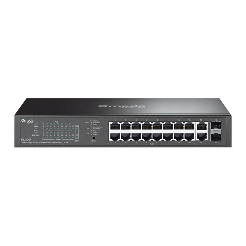 Load image into Gallery viewer, Tp-link omada es220gp 20-poort gigabit easy managed switch (zwart, 16x poe+, 2x gigabit sfp)

