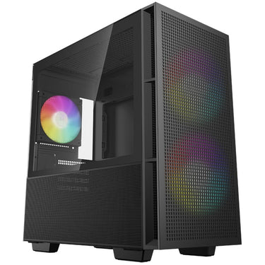 Deepcool ch360 mini tower behuizing (zwart | 1x usb-a | 1x usb-c | rgb | tempered glass)