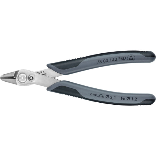 Knipex electronic super knips xl esd 78 03 140 esd elektronica-tang (grijs)