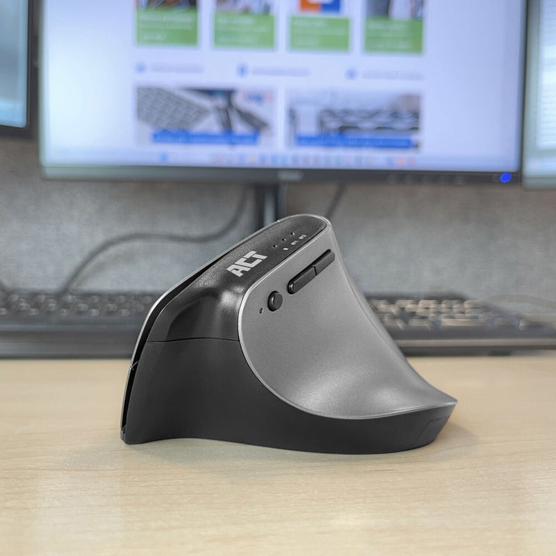 Load image into Gallery viewer, Act connectivity draadloze ergonomische muis met bluetooth en usb-c usb-a (zilver zwart, 1000 - 2400 dpi)
