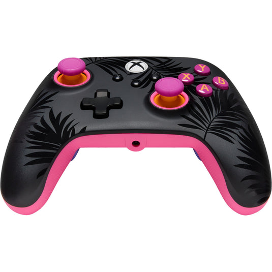 Powera advantage plus bedrade controller voor xbox series x|s - palmbomen in maanlicht (roze, xbox series x|s, xbox one, pc)