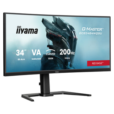 Iiyama g-master red eagle gcb3484wqsu-b2 34 curved ultrawide gaming monitor (zwart, hdmi, displayport, usb, audio, amd free-sync, dual mode)