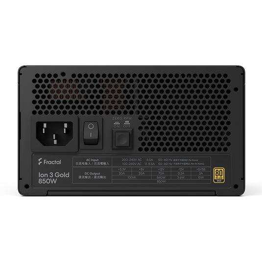 Fractal design ion gold 3 modulaire 850 watt voeding (zwart, 1x 12v-2x6, 3x pcie)