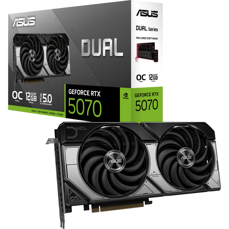 Load image into Gallery viewer, Asus dual geforce rtx 5070 oc grafische kaart (3x displayport, 1x hdmi)
