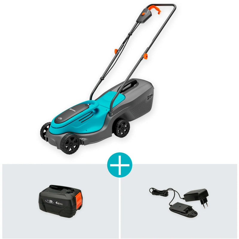 Load image into Gallery viewer, Gardena accugrasmaaier powermax 30 18v p4a set (zwart turquoise, incl. li-ion accu 4,0ah, power for all alliance)
