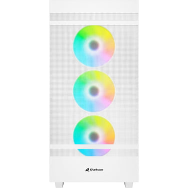 Sharkoon rebel c50 white rgb midi tower behuizing (wit | 2x usb-a | 1x usb-c | rgb | tempered glass)