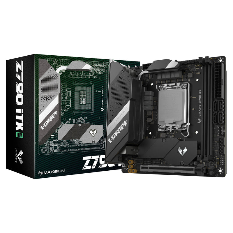 Afbeelding laden in galerijviewer, Maxsun ms-icraft z790 itx wifi socket 1700 moederbord (zwart, raid, 2.5 gb-lan, wlan, bt, sound, mini-itx)
