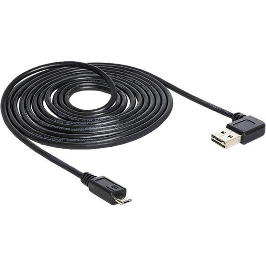 Delock usb 2.0 male left right > micro-b, 3m kabel (zwart, 83384)