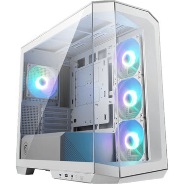 Msi mag pano m100r pz midi tower behuizing (wit | 1x usb-a | 1x usb-c | rgb | tempered glass)