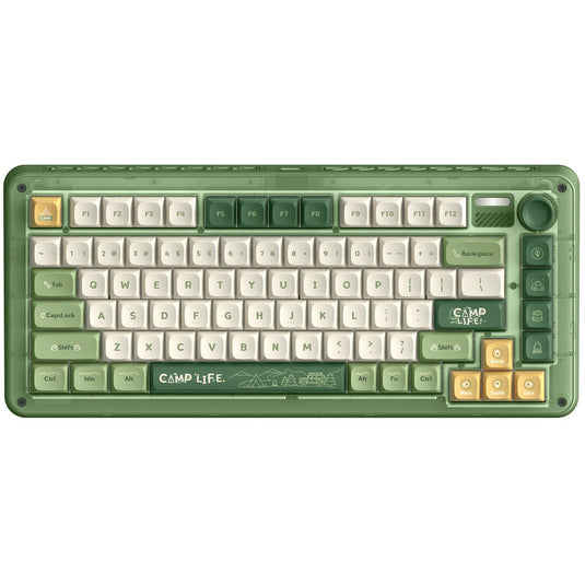 Iqunix zx75 camping wireless mechanical keyboard (groen, us lay-out (qwerty), iqunix moonstone turbo, 75%, rgb leds, hot-swappable, double-shot pbt, 2.4ghz | bluetooth 5.1 | usb-c)