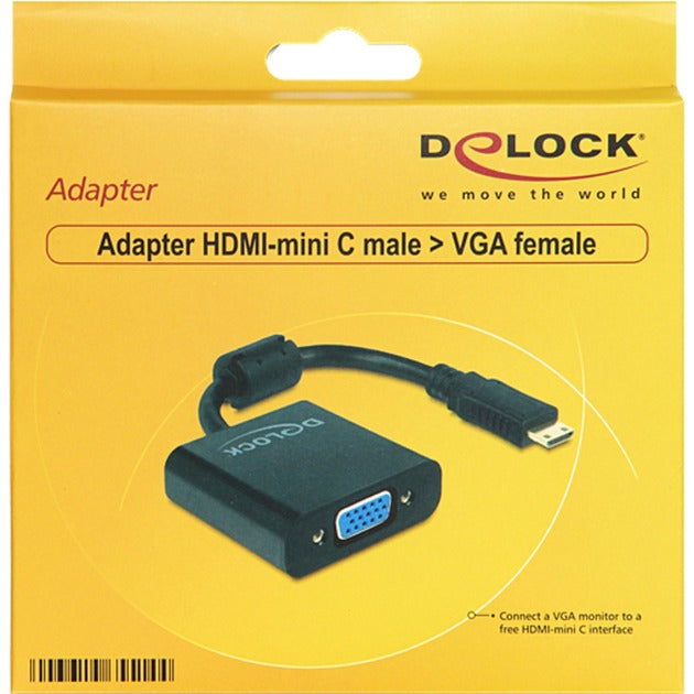 Load image into Gallery viewer, Delock mini hdmi-c (male) > vga (female) adapter (zwart, 0,24 meter)
