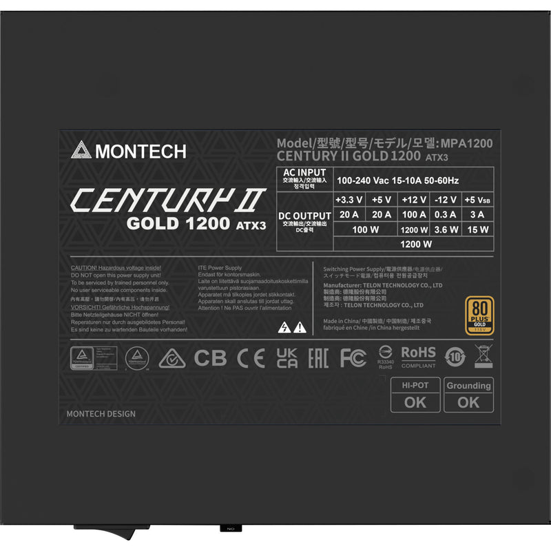 Load image into Gallery viewer, Montech century ii modulaire 1200 watt voeding (zilver, 1x 12v-2x6, 6x pcie)
