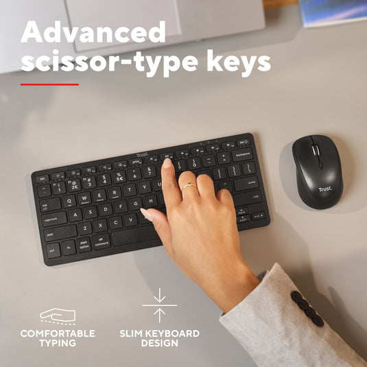 Trust nado ii bluetooth-toetsenbord (zwart, us lay-out (qwerty), scissor switches, 80% (tkl) , bluetooth)