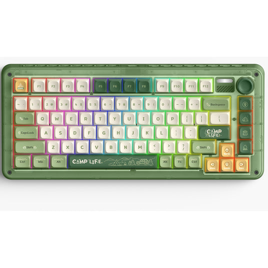 Iqunix zx75 camping wireless mechanical keyboard (groen, us lay-out (qwerty), iqunix moonstone turbo, 75%, rgb leds, hot-swappable, double-shot pbt, 2.4ghz | bluetooth 5.1 | usb-c)