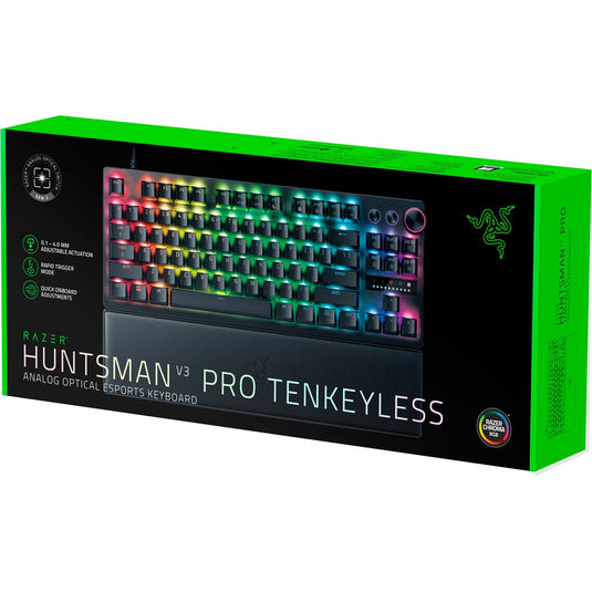 Razer huntsman v3 pro tkl rgb mechanisch gaming toetsenbord (zwart, us lay-out (qwerty), analog optical gen 2, 80% (tkl), double-shot pbt)