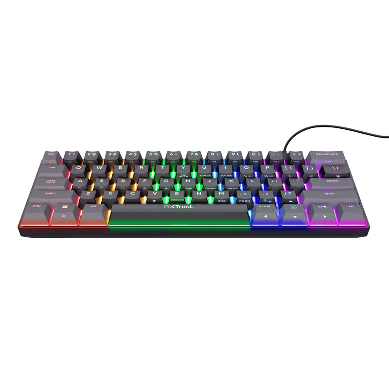 Load image into Gallery viewer, Trust gxt 867 acira 60% mini mechanisch gaming toetsenbord (zwart, us lay-out (qwerty), outemu red, 60%, rgb)
