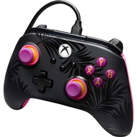 Powera advantage plus bedrade controller voor xbox series x|s - palmbomen in maanlicht (roze, xbox series x|s, xbox one, pc)