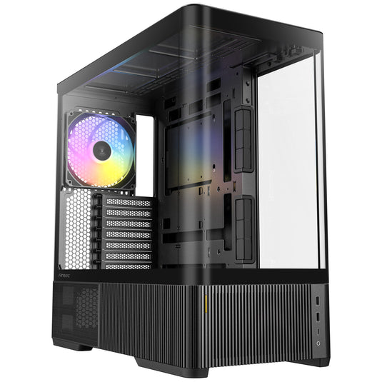 Antec c6 curve argb midi tower behuizing (zwart | 2x usb-a | 1x usb-c | tempered glass)