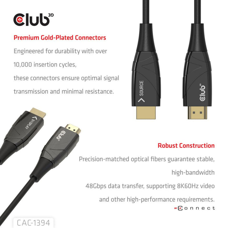 Afbeelding laden in galerijviewer, Club 3d hdmi hybrid aoc cable 8k60hz 4k120hz, 100 m kabel (zwart)
