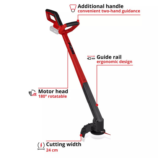 Einhell accu grastrimmer gc-ct 18 2411 li p-solo (rood zwart, accu en oplader niet inbegrepen)
