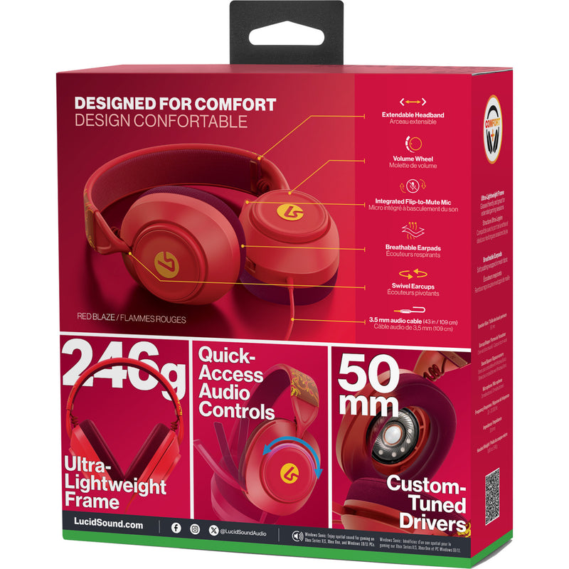 Load image into Gallery viewer, Powera lucidsound ls10x gen 2 bedrade gamingheadset voor xbox series x|s - rood vuur over-ear gaming headset (rood geel, xbox series x|s, xbox one, pc)
