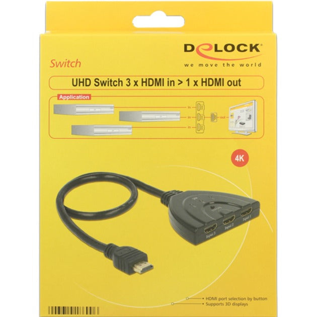 Load image into Gallery viewer, Delock 3 x hdmi in > 1 x hdmi out hdmi switch (zwart, 50 centimeter, 4k)
