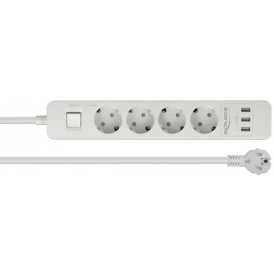 Delock 4-weg stekkerdoos met usb-poorten stekkerdoos (wit)