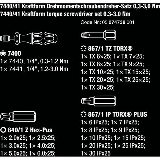 Wera 7440 41 kraftform momentschroevendraaier-set 0,3-3,0 nm (zwart groen, 26‑delig)