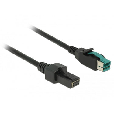 Delock poweredusb kabel male 12 v > 2 x 4 pin male voor pos printers en terminals (zwart, 2 meter)