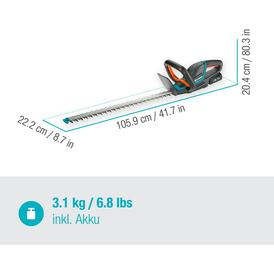 Gardena accu heggenschaar comfortcut 60 18v p4a set (grijs turquoise, 14731-20, accu inbegrepen)