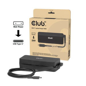 Club 3d usb-c laptop charger 140w, 1 meter (zwart, 1x usb-c)