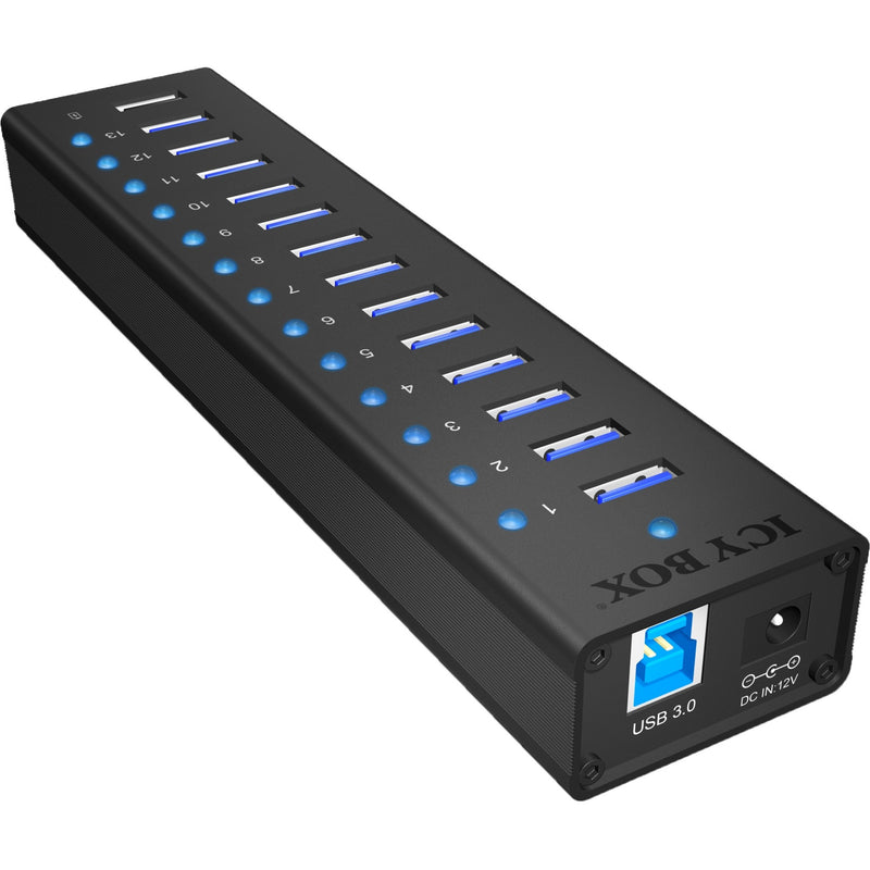 Load image into Gallery viewer, Icy box ib-ac6113 usb-hub (zwart, 13x usb 3.0, 1x usb oplaadpoort)
