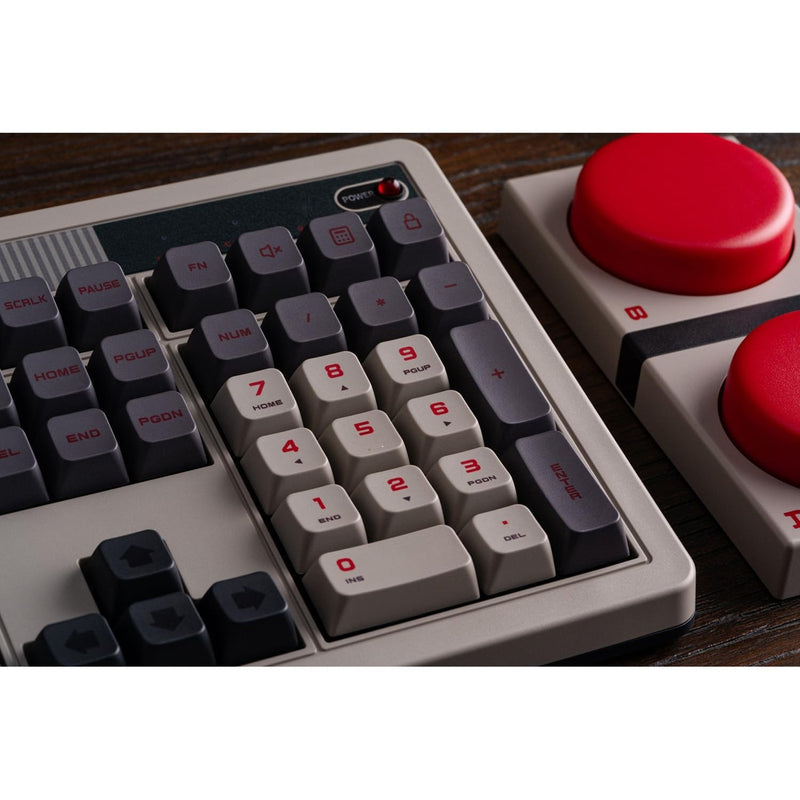 Afbeelding laden in galerijviewer, 8bitdo retro mechanical keyboard n edition (grijs, us lay-out (qwerty), kailh box white, 100%, bluetooth low energy, wireless 2.4g, usb)
