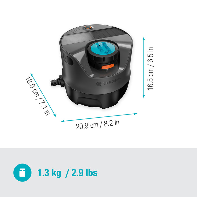 Load image into Gallery viewer, Gardena irrigatiesysteem aquaprecise op zonne-energie voor gazon sprinklersysteem (grijs turquoise, sproeioppervlak 320 m²)

